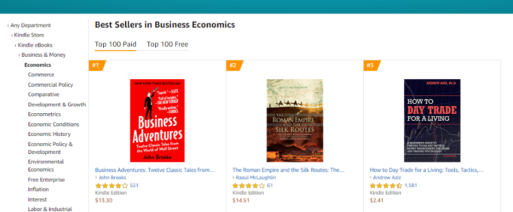 Best Seller lists on Amazon