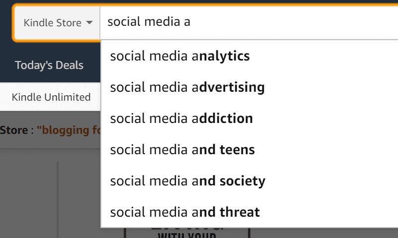 Amazon keyword search suggestions
