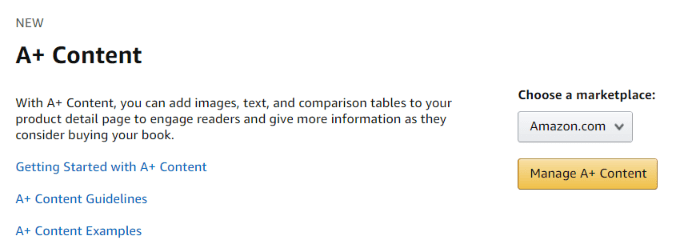 Start creating Amazon A+ content