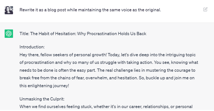 How to turn a YouTube video into a blog post with Chat GPT?