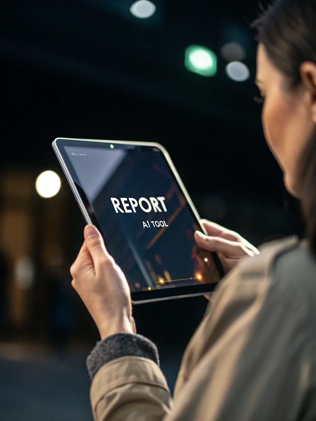 An image of the AI Content Optimizer analyzing a piece of text, showing metrics like readability score and keyword density, displayed on a tablet with a user-friendly interface.