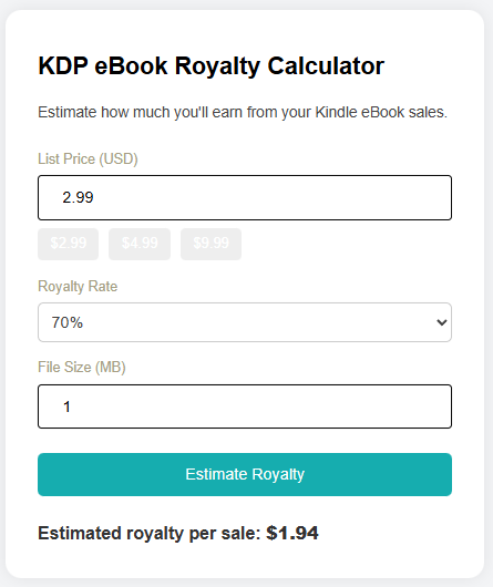 ebook royalty calculator