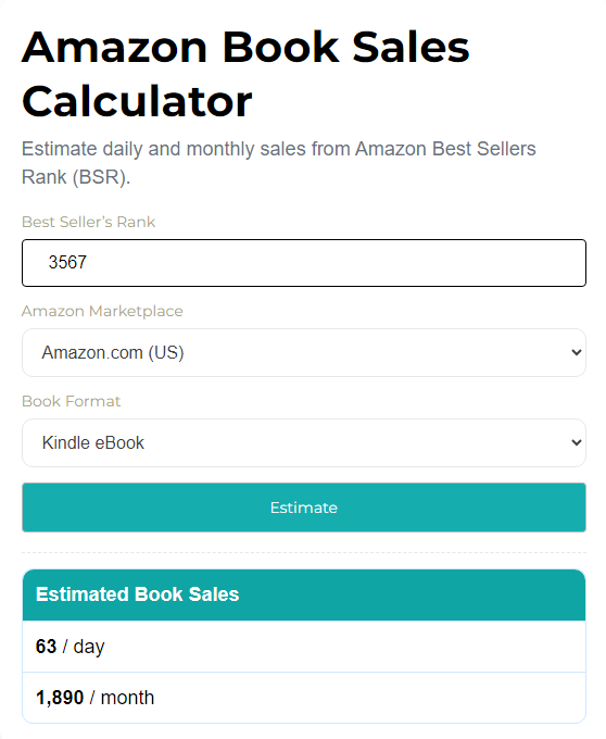 Estimate book sales on Amazon