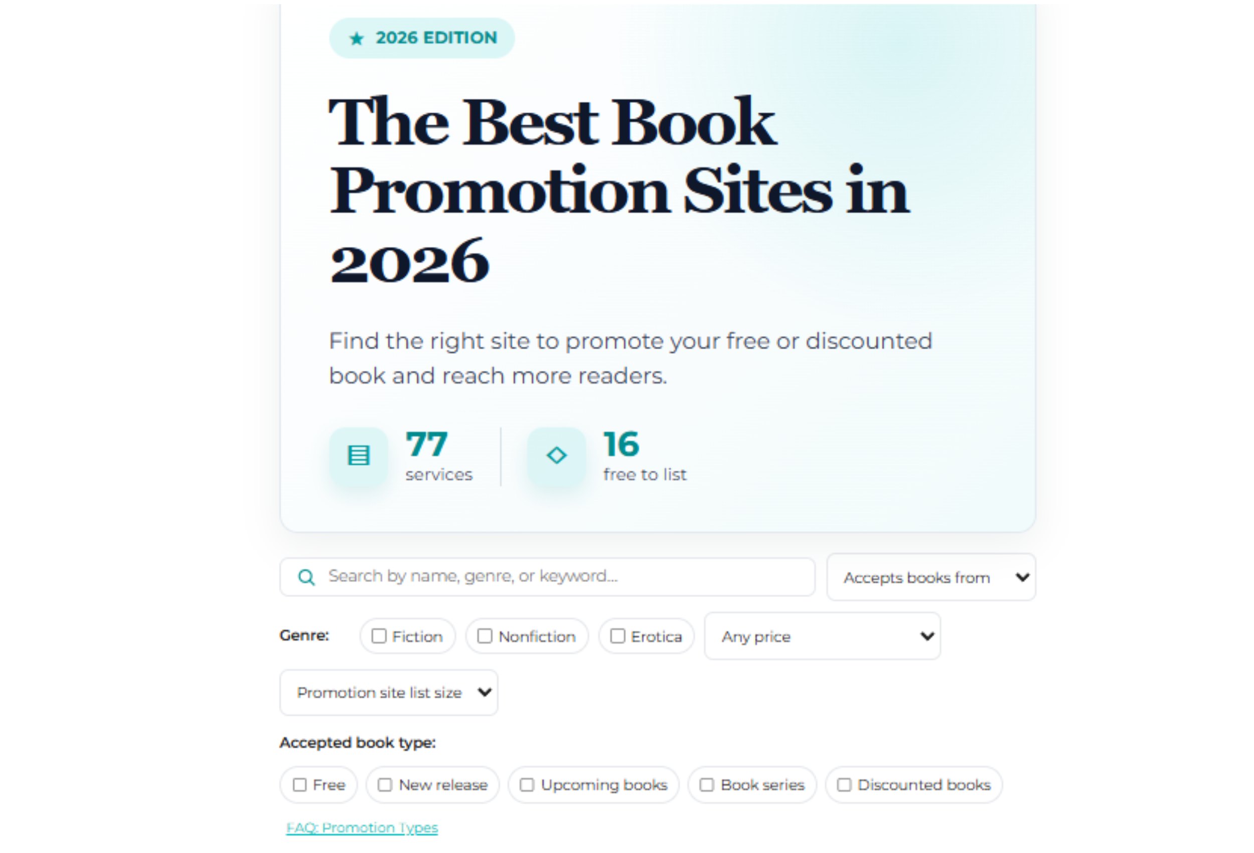 Book promotion site directory