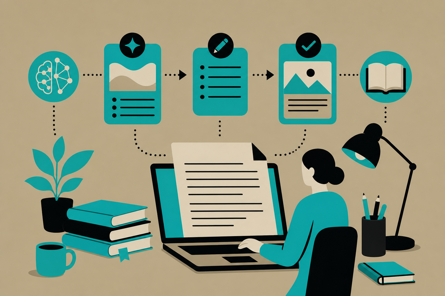 how to write better with AI,AI writing assistant,AI-powered writing system,write with ai — illustrated guide for self-published authors