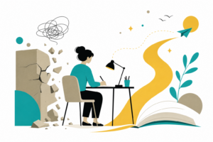 how to overcome writer's block — illustrated guide for self-published authors