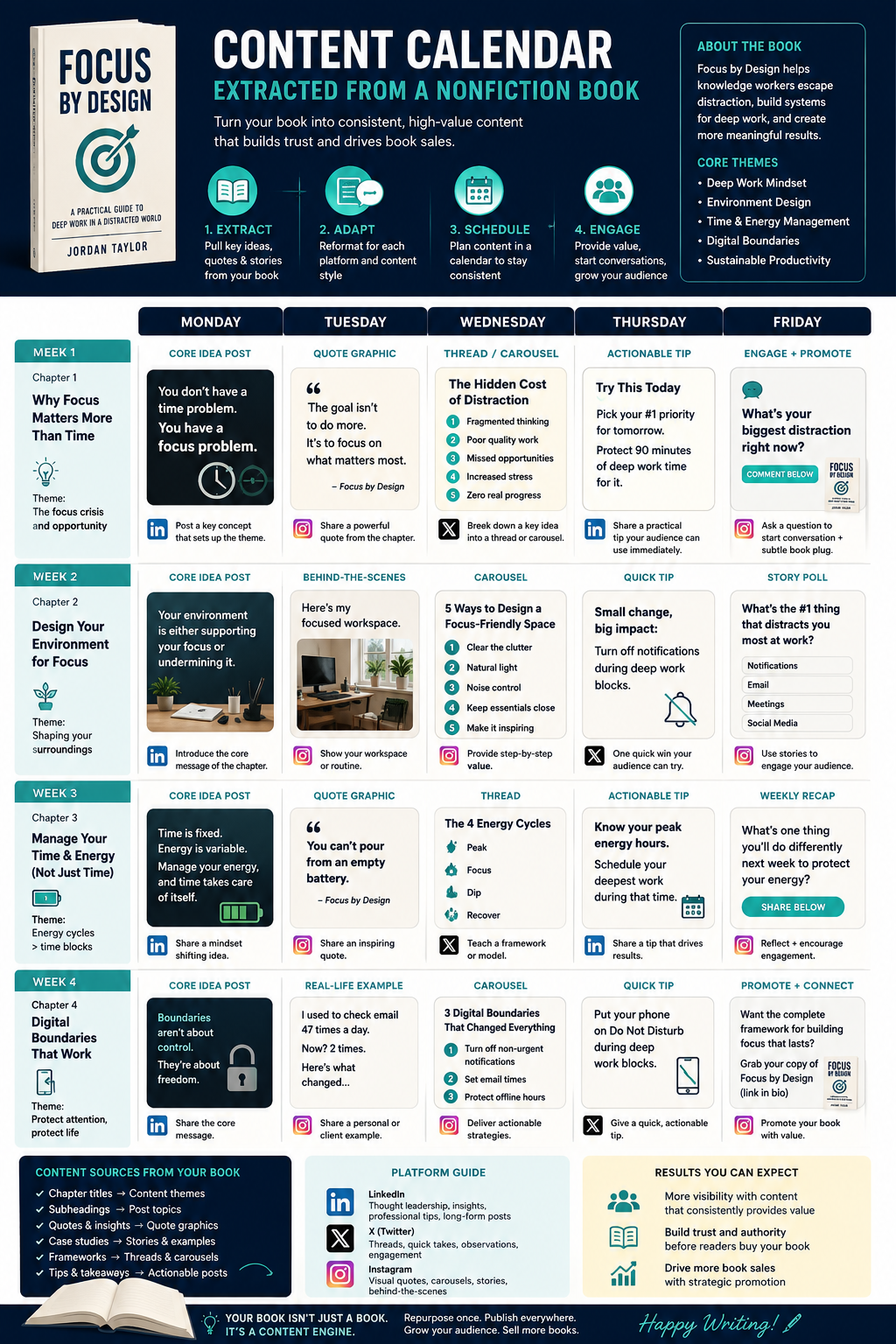 Turn your book into a content calendar