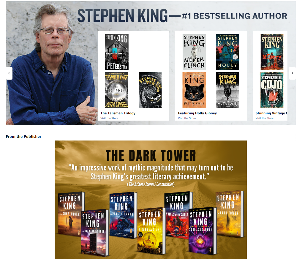 A+ content example for a fiction book