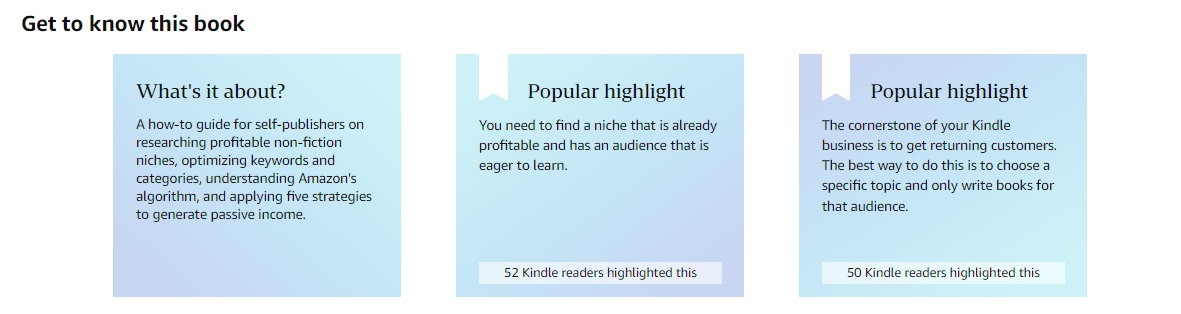 Amazon's 'Get to Know This Book' feature on a book detail page